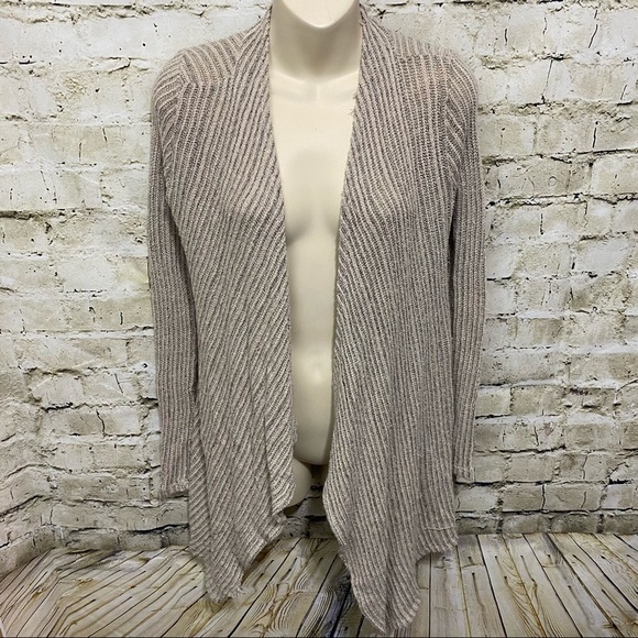 supernova Sweaters - Supernova Beige Knit Open Front Waterfall Cardigan